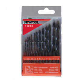 Vrtáky do kovu HSS-R 1,5-6,5mm černá sada 13 dílů