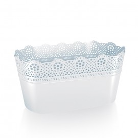 Květináč LACE dlouhý bílý 29x13,5x15,5cm