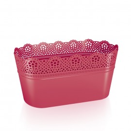 Květináč LACE dlouhý malina 29x13,5x15,5cm