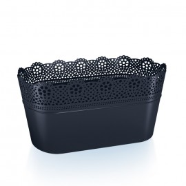 Květináč LACE dlouhý antracit 29x13,5x15,5cm