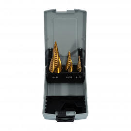 Sada stupňovitých vrtáků HSS TiN 3 díly | 4-32 mm, plastový obal