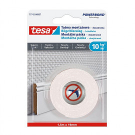 Páska oboustranná na tapety a omítky 1,5x19mm Bílá